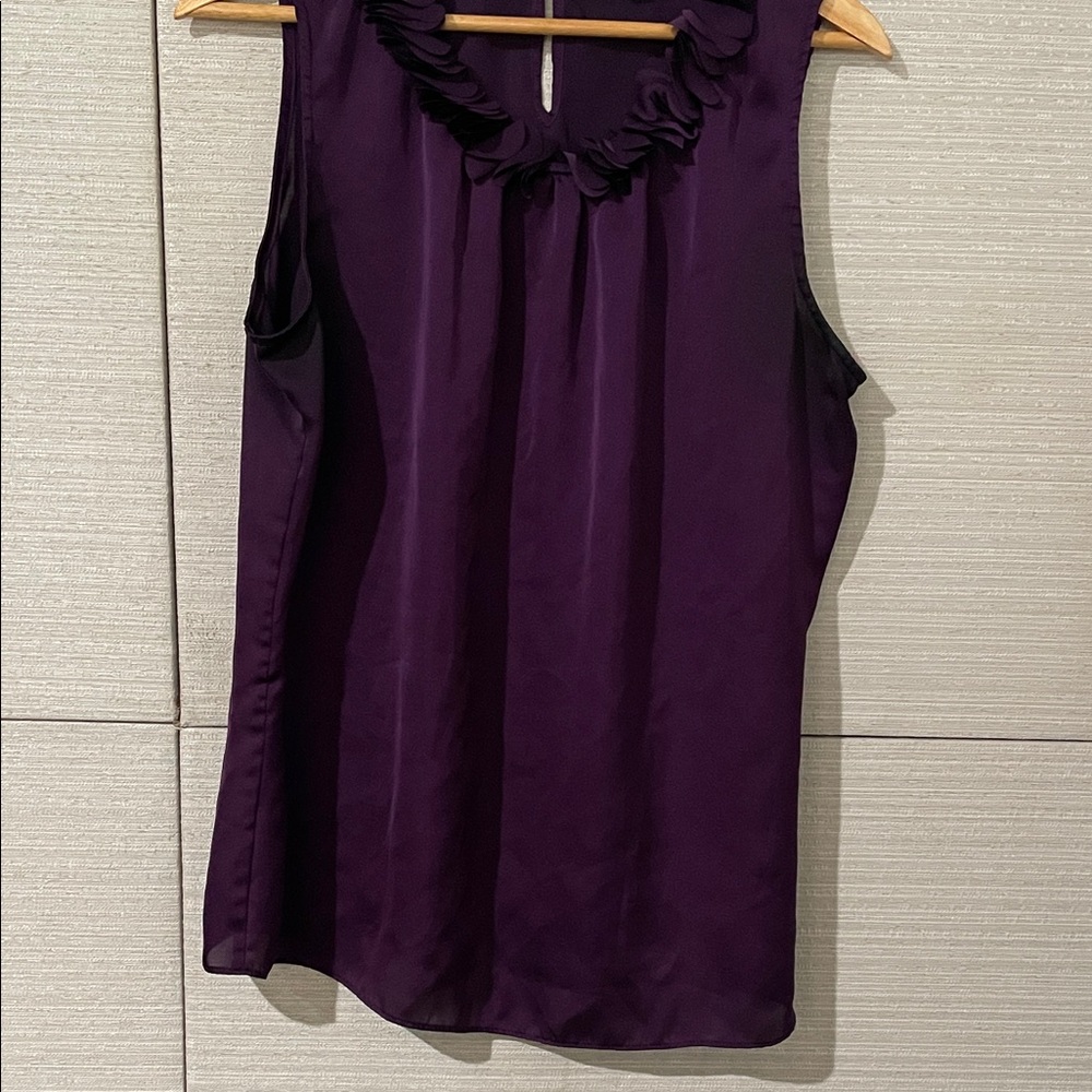 Anne Klein Deep Purple Top with Floral Detail